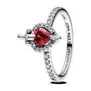 Pandora Disney Villains Evil Queen sterling silver ring with fuchsia rose crystal and clear cubic zirconia size 56 ring 193422C01-56